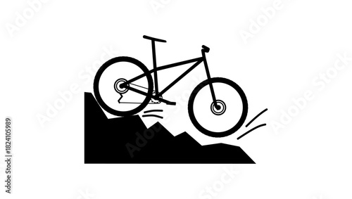 Mountain Bike, black isolated silhouette