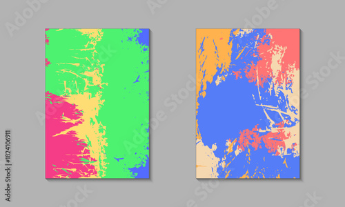 Set Of Abstract Grunge Paint Texture Background A4 Template