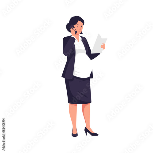 pregnant woman working, expectant mother, business discussion, company issues, manager role, female leadership, workplace communication, professional woman, business call, organizational management, c