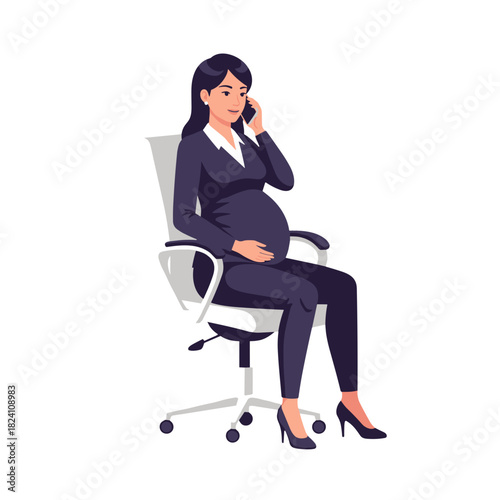 pregnant woman working, expectant mother, business discussion, company issues, manager role, female leadership, workplace communication, professional woman, business call, organizational management, c