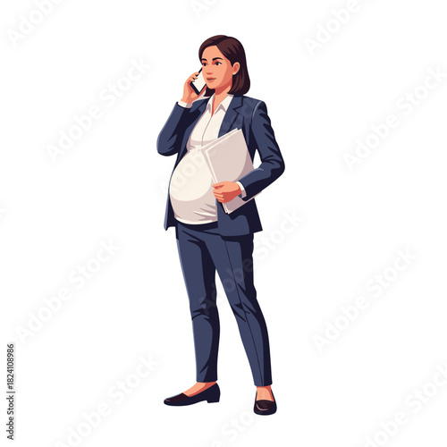 pregnant woman working, expectant mother, business discussion, company issues, manager role, female leadership, workplace communication, professional woman, business call, organizational management, c
