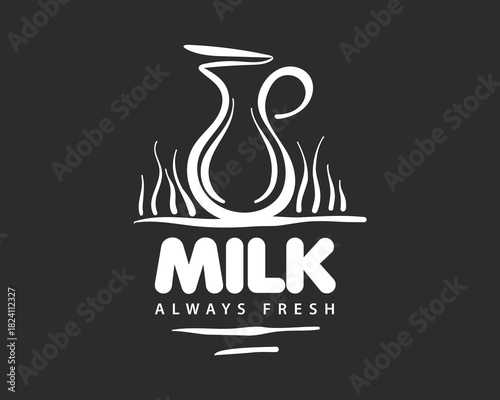 Hand-drawn vector logo of a milk jug