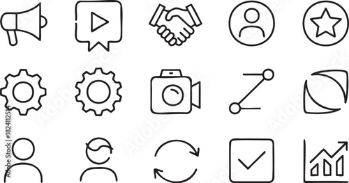 Assortment of Business and Technology Icons megaphone