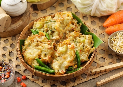 Foto Bakwan Sayur is a fried food made from vegetables and wheat flour which is commo