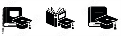 Celebrate academic success with graduation caps and books, ideal for education resources, student achievement, or graduation announcements and invitations.