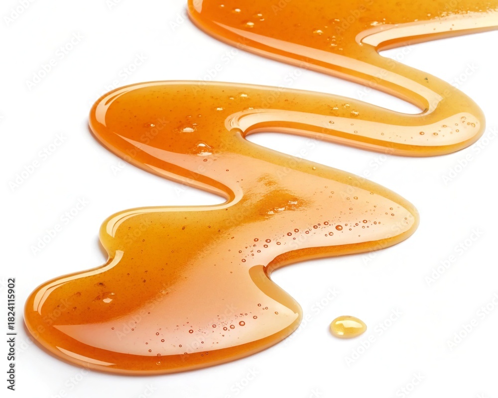 Obraz premium Honey drizzle on white background