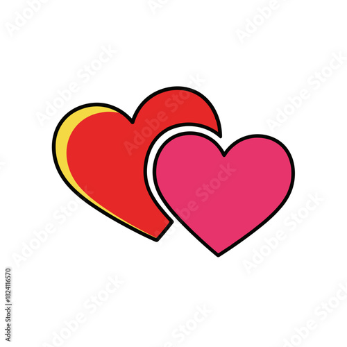 Two overlapping hearts, love and romance in wedding and valentine greeting