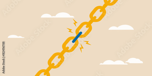 Broken chain symbolizing weakness and resilience