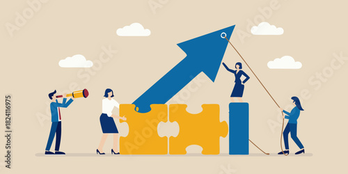 Teamwork and collaboration driving business growth and success