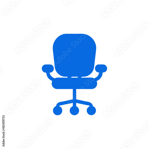 Illustration of a blue office chair icon on transparent background