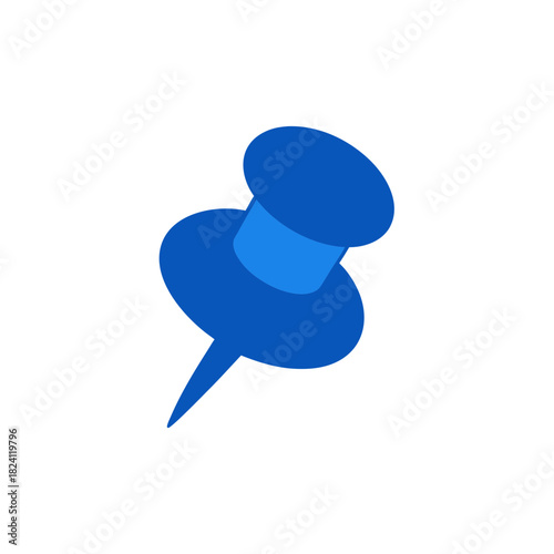 Illustration of a blue colored push pin on transparent background