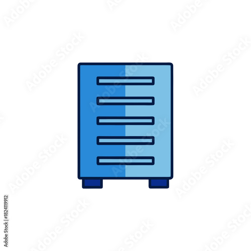 Illustration of a blue filing cabinet icon on transparent background
