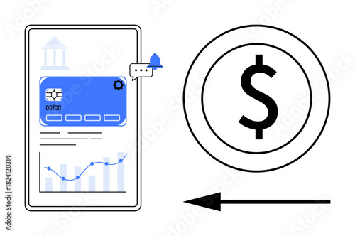 Mobile banking. Mobile banking technology with account management, analytics, and payment transfer. Mobile banking improves financial accessibility and online transactions. For fintech, e-commerce