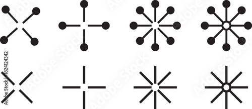 Core vector of connection icon set, network connection with multiple devices, network system in iconic form thin line and color style icon illustration,
