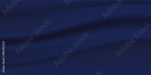 Navy blue silk satin. Silky shiny fabric. Dark luxury background with space for design. Banner. Wide. Long. Panoramic. Template. Empty. Flat lay, top view table. Beautiful.Elegant.Birthday,Christmas.