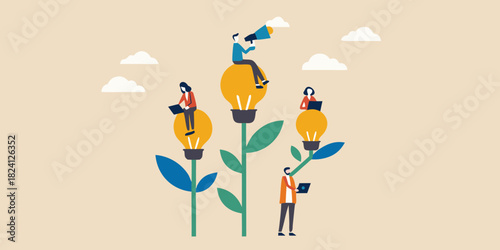 Teamwork and innovation growing ideas like plants