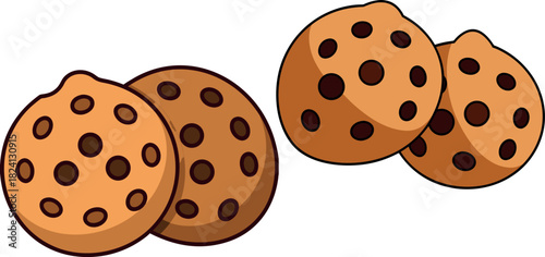 cookie cartoon vector, chocolate biscuit clipart, sweet snack illustration, bakery dessert design, kawaii cookie svg, tasty treat artwork, cute food png, delicious biscuit art, chocolate chip cartoon,