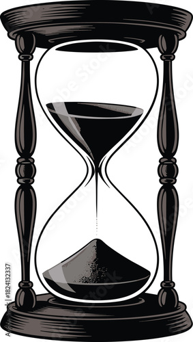 Black hourglass with sand falling 