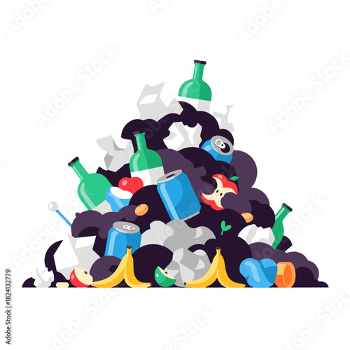 garbage, trash, waste material, household waste, rubbish disposal, waste management, litter, discarded items, landfill waste, recycling contrast, environmental concern, waste bin contents, unwanted de