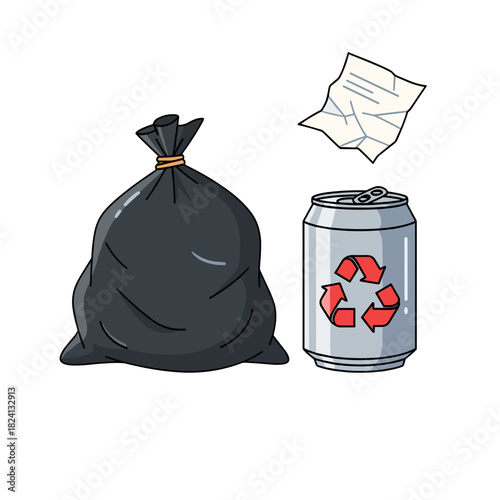 garbage, trash, waste material, household waste, rubbish disposal, waste management, litter, discarded items, landfill waste, recycling contrast, environmental concern, waste bin contents, unwanted de