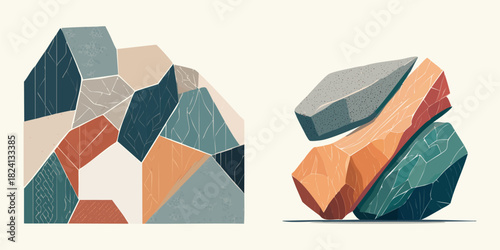 Geometric Abstractions Modern Illustrations of Cubes and Architectural Shapes for Design