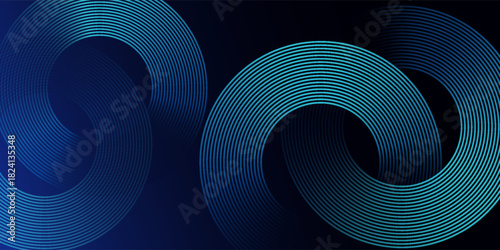 Abstract dark blue gradient background with glowing skin blue geometric circle lines design background vector Eps 10