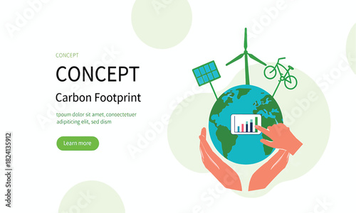 Hands protecting the planet with sustainable green energy solutions vector illustration