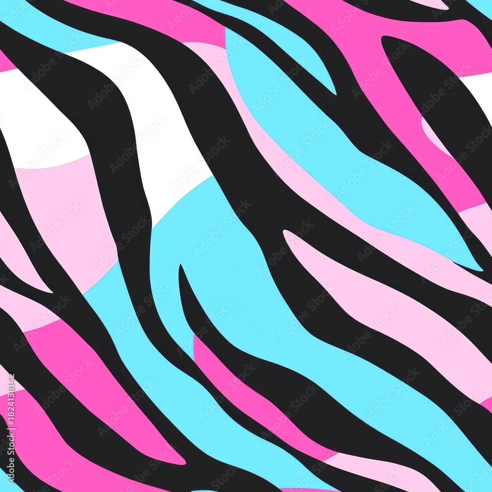 Naklejka premium colorful zebra skin seamless pattern background illustration
