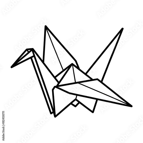 A origami crane illustration vector style coloring page