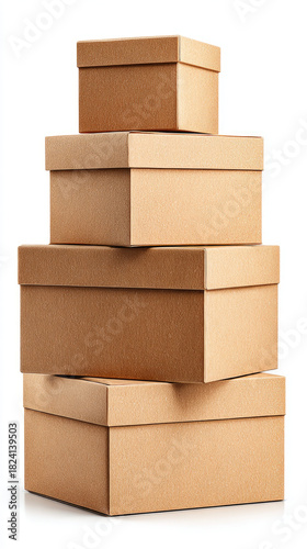 Stacked brown gift box with warm lighting and soft shadow