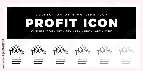 Pack of 6 Outline Vector profit icon