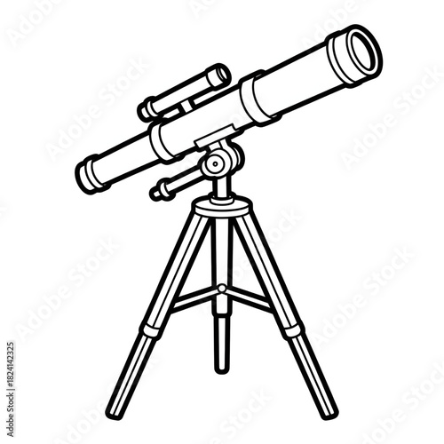 A telescope illustration vector style coloring page