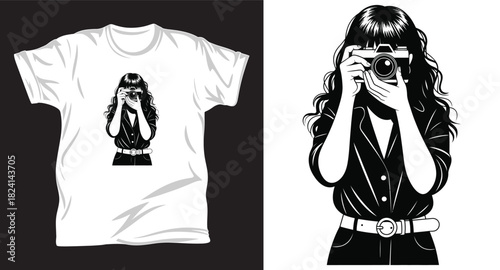 Photography & Camera graphic vector T shirt design print.