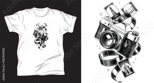 Photography & Camera graphic vector T shirt design print.
