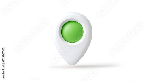 Minimalist 3D graphic of a white location pin marker featuring a vibrant green sphere inside a circular indentation perfect for representing navigation travel or service points Free Download Minimalist 3D graphic of a white location pin marker featuring a vibrant green sphere inside a circular indentation perfect for representing navigation travel or service points - GFXLoad