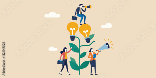 Business team growing ideas and looking towards future success