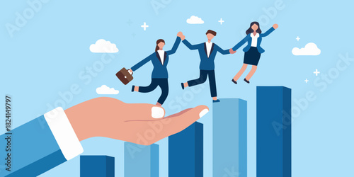 Teamwork and growth on a supportive hand