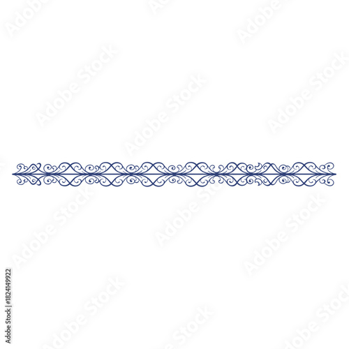 Decorative page divider in blue color with intricate swirls and patterns