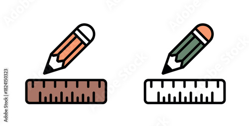 Two stylized pencils are shown hovering above rulers, with one pencil appearing to draw a line on the ruler.