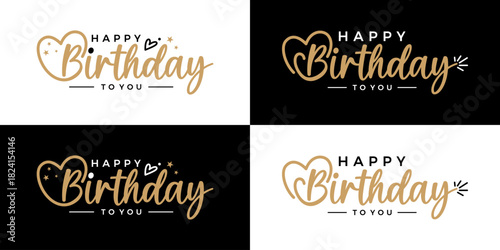 Happy Birthday hand drawn lettering design vector illustration. Symbol for Happy birthday celebration moment, anniversary, greeting card, and invitation.