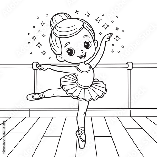 Smiling Ballerina Girl in Tutu Dancing with Sparkles ballet dance