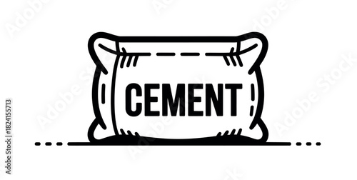 A stylized illustration of a bag of cement, signifying construction materials and industrial supply.