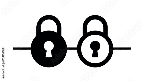 Two contrasting padlocks, one black and one white, symbolize security, access, and potentially different levels of protection or permissions.