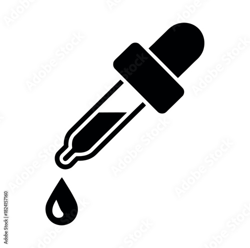 A close-up illustration shows a laboratory dropper dispensing a single drop of liquid.