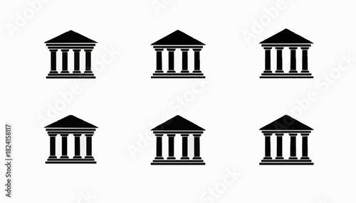 Set of six Greek-style columns forming a temple facade