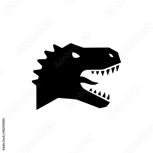 Roaring Tyrannosaurus Rex Head Icon, Bold and Fierce Logo Element for Dinosaur Enthusiasts