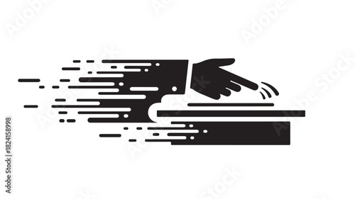 Dynamic hand striking a deal with impact, conveying power and action in abstract, ideal for business concepts, technology, and modern design applications