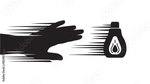 Dynamic hand reaching for fast food sauce with incredible speed, perfect for action-packed designs and vibrant culinary promotions, conveying urgency and appetite with a modern touch