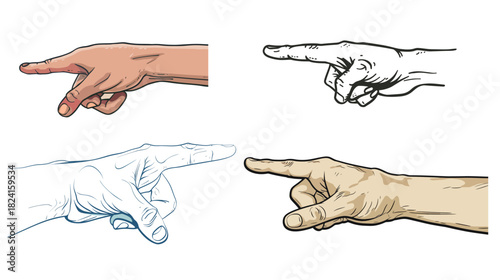 2D Vector Hand Pointing Forward Simple Outline Icon