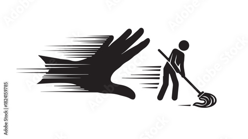 Dynamic cleaning service icon with speed lines for fast, efficient solutions and a spotless finish, conveying cleanliness, hygiene, and professional results for homes and offices